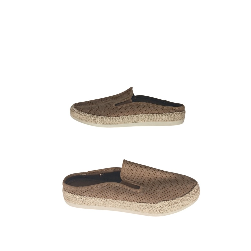 Esprit Neema Mule 9M Tan Perforated Espadrille Slide Coastal Casual Flat
